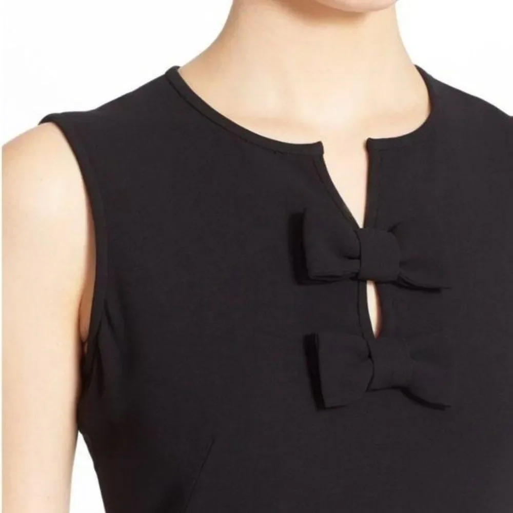 Kate Spade Fit & Flare Crepe Sleeveless Dress Bows Black Women's Size 2